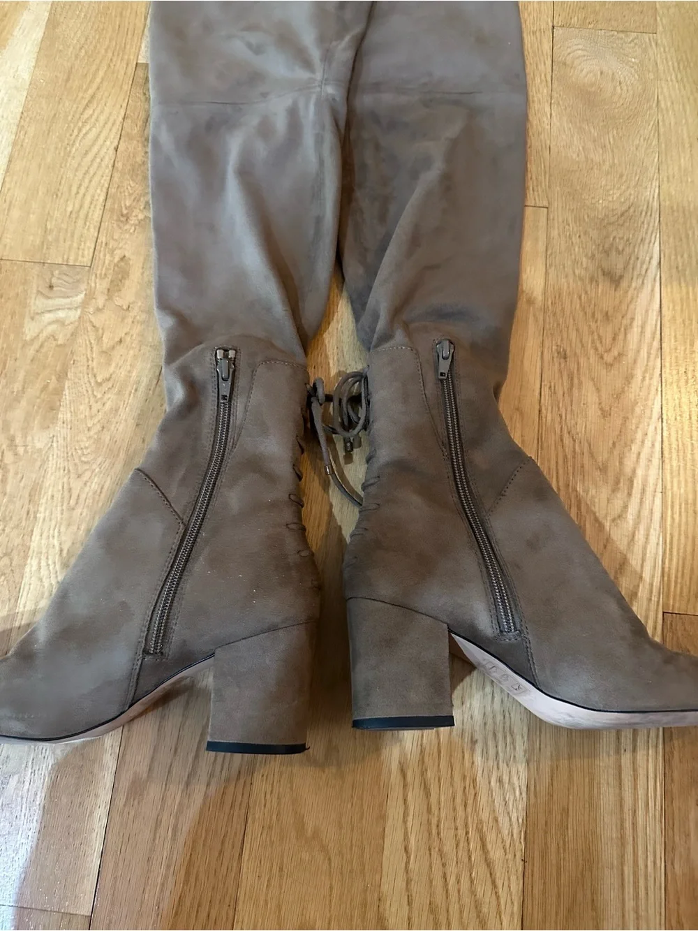 ALDO Womens Adessi Suede Over the Knee Thigh High Boots Taupe Size 6.5